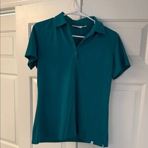 Lady Hagen Teal Button-Down Polo Shirt